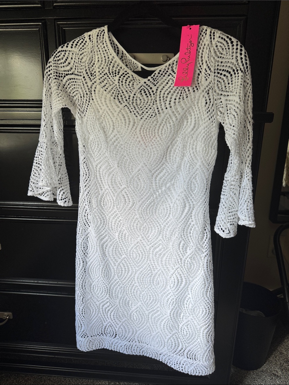 Lilly Pulitzer White Crochet Long Sleeve Dress